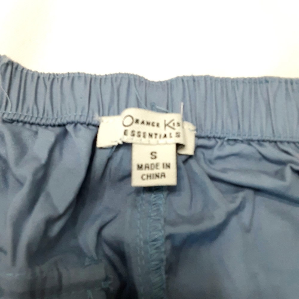 Orange Kiss Essentials Blue Cargo Pants Lightweight Baggy Comfy Women sz Small - Picture 7 of 10